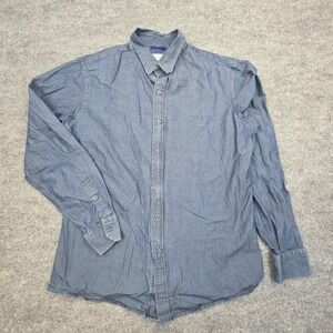 Teddy Stratford Shirt Men's XL 5 Blue Button Long Sleeve Zip Cotton